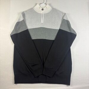 Red Ape Mens 2X Quarter Zip Colorblock Sweater Grey Black White Knit Mock Neck